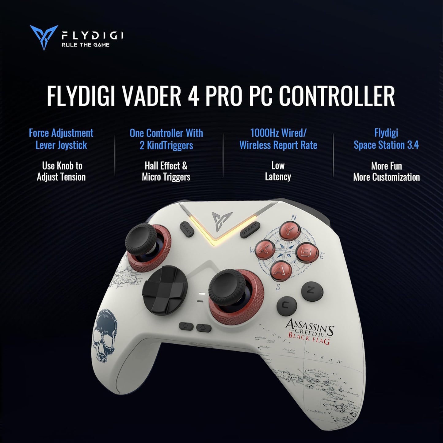 Flydigi Vader 4 Pro Gaming Controller Assassin's Creed Black Flag Edition